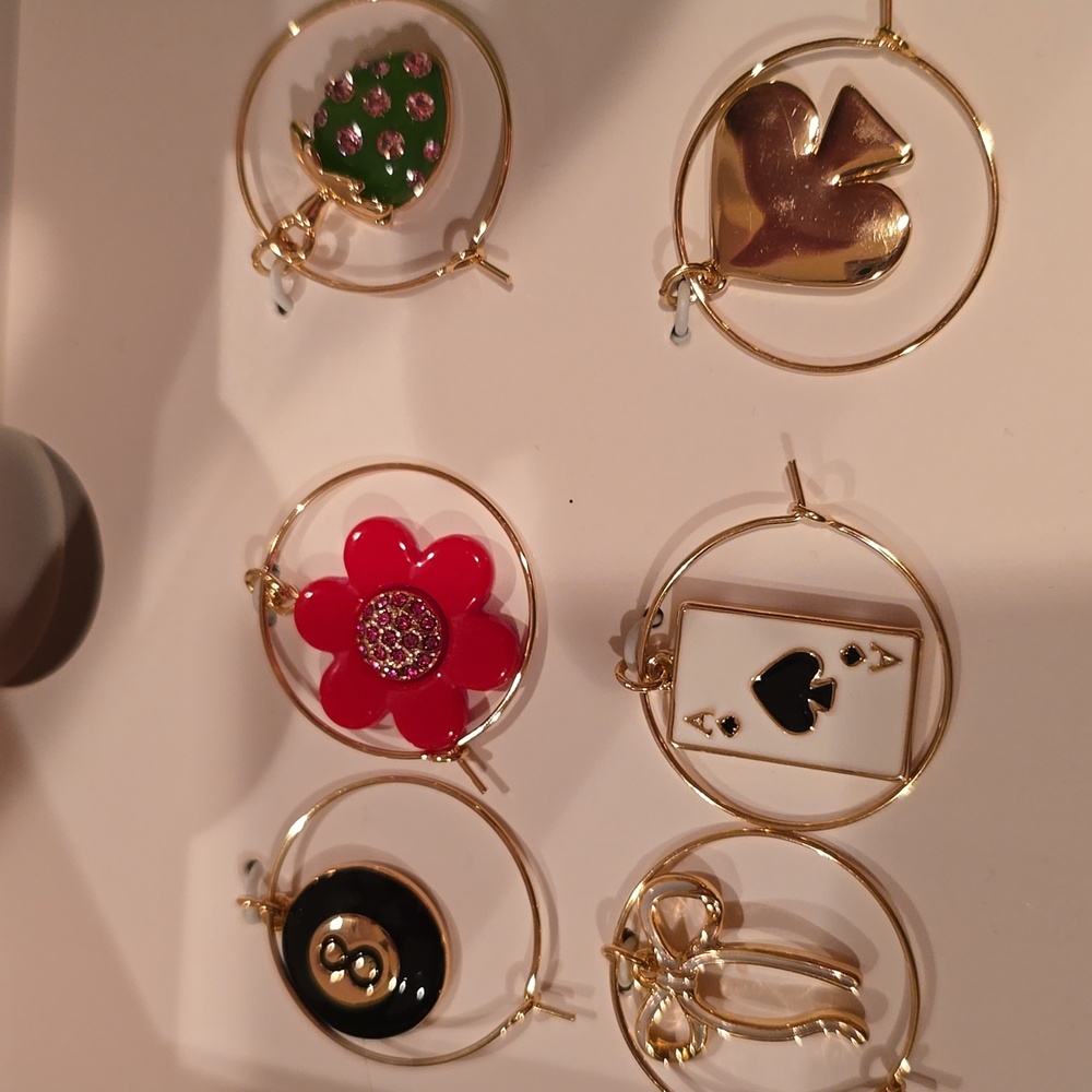 Kate Spade Playful Wine Charms in Black, Red, Green, and Gold - Picture 2 of 4